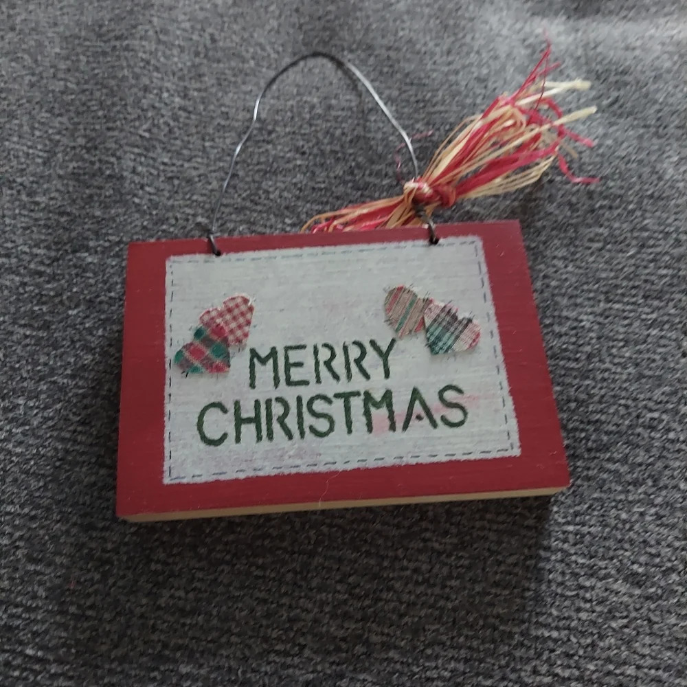 Farmhouse Style Merry Christmas Sign Ornament wall hanger decorative vintage